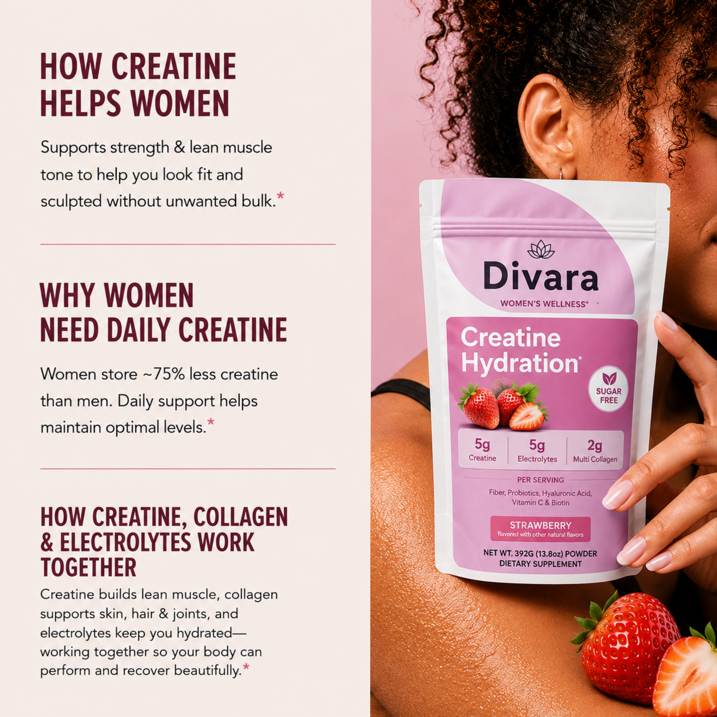 Creatine Hydration Powder 392g Strawberry Flavor